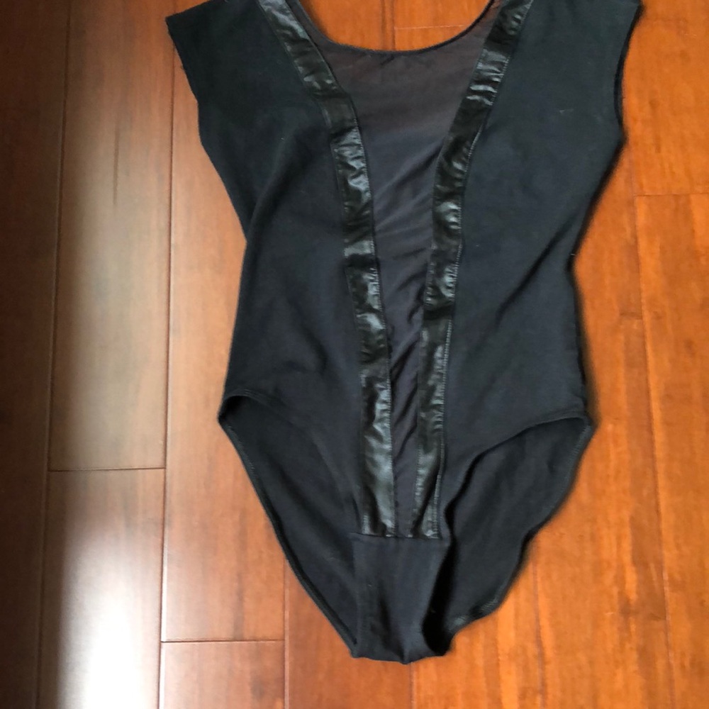 American Apparel Black Mesh-Panel Bodysuit